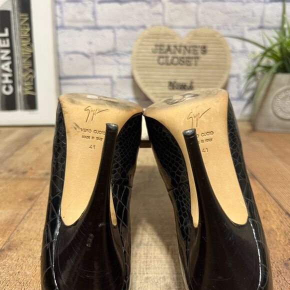 Giuseppe Zanotti Black Patent leather platform peep toe stiletto heel Pumps 41 - Picture 11 of 13